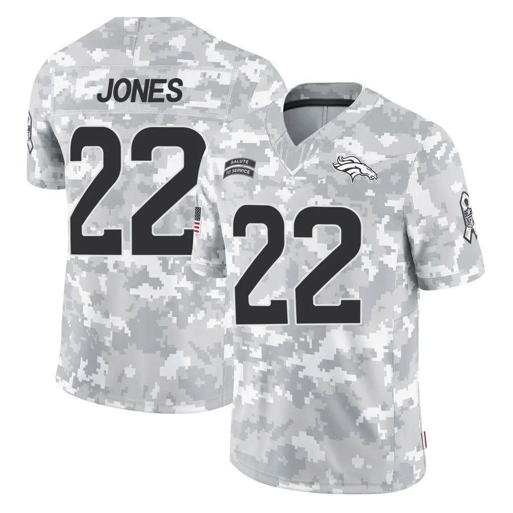 Johmsee D.Broncos #22 Brandon Jones Player Arctic Camo Salute To Service Limited Stitched Jerseys