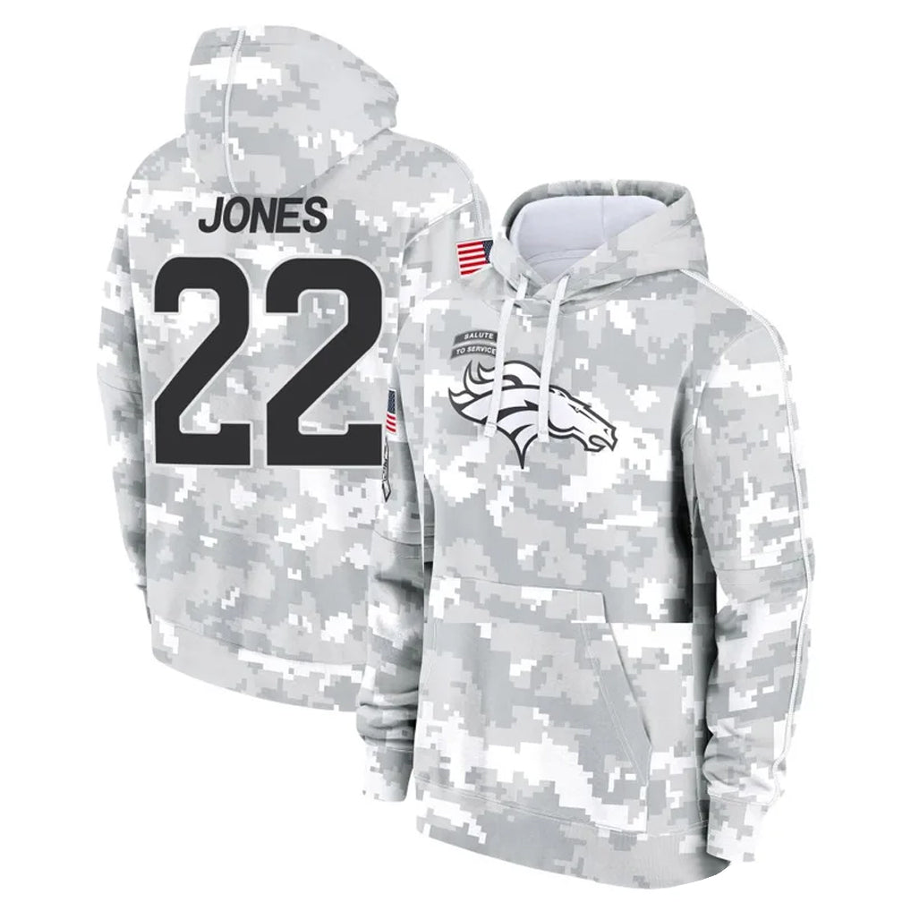 Johmsee D.Broncos #22 Brandon Jones Player Arctic Camo Salute to Service Hoodies Limited Game Stitched Jerseys