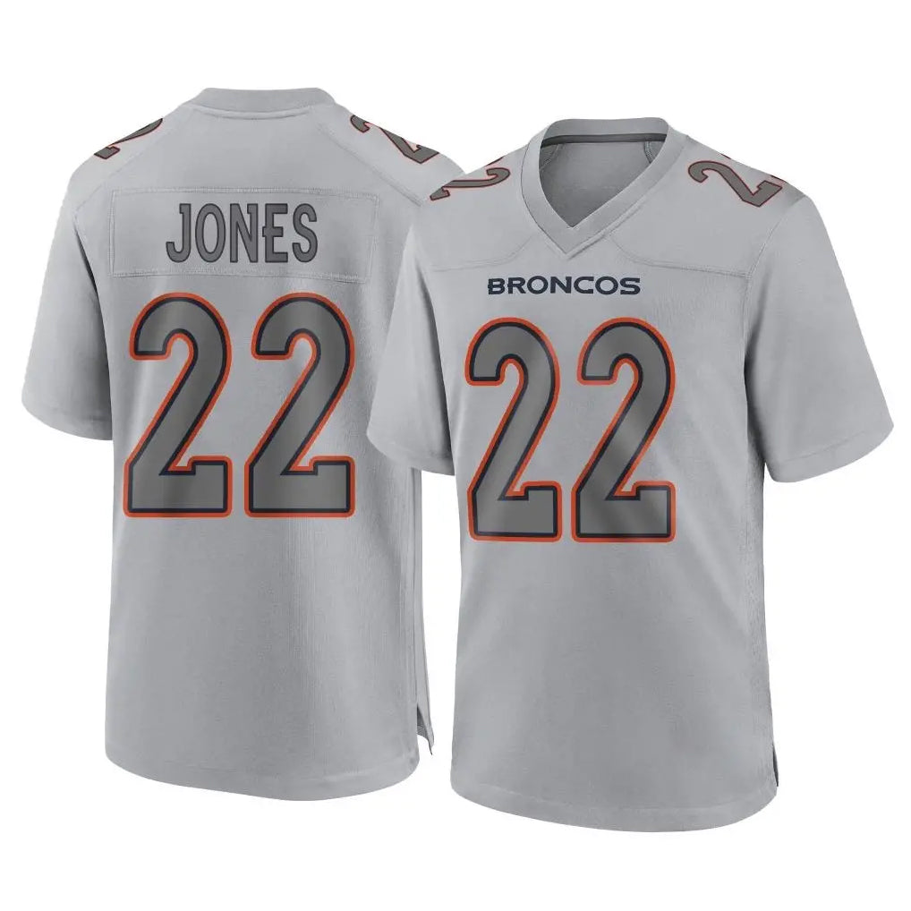 Johmsee D.Broncos #22 Brandon Jones Player Gray Atmosphere Fashion Limited Game Stitched Jerseys