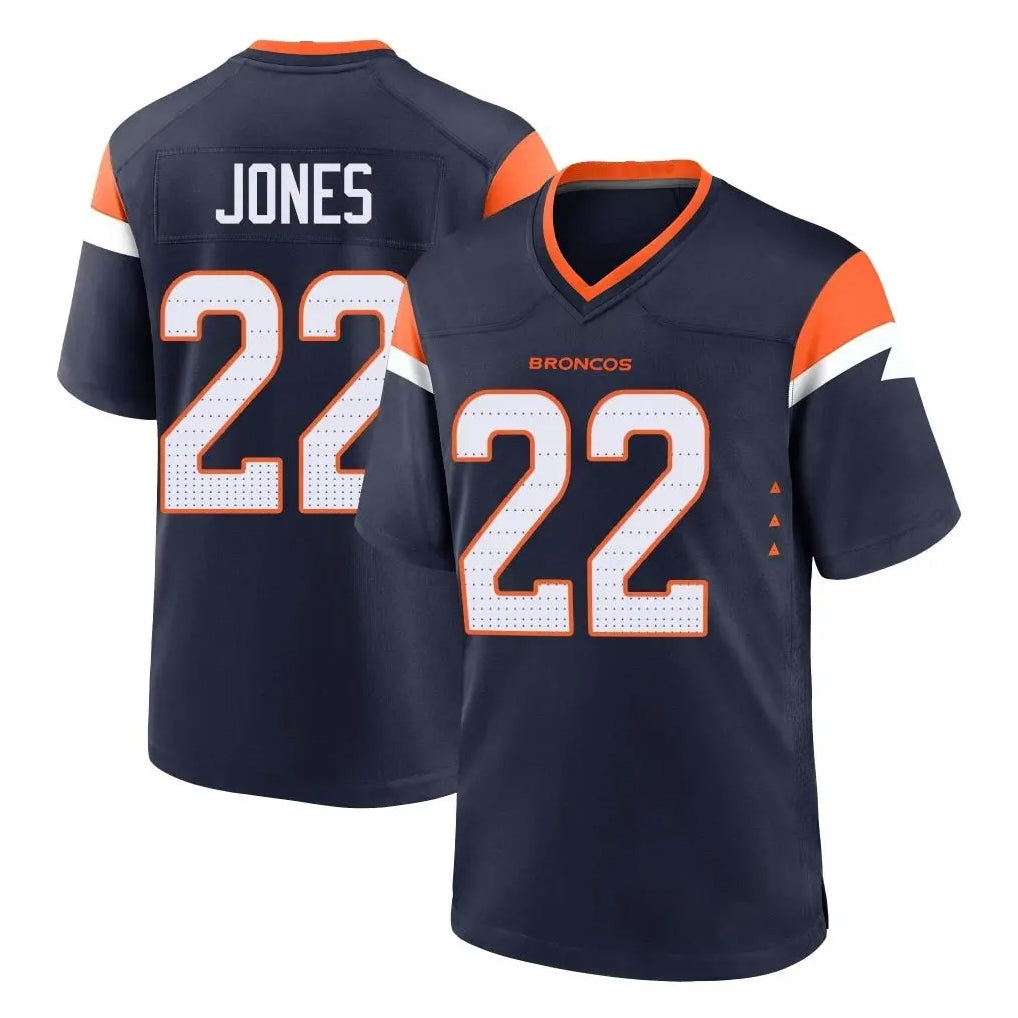 Johmsee D.Broncos #22 Brandon Jones Player Navy Home Game Stitched Jerseys