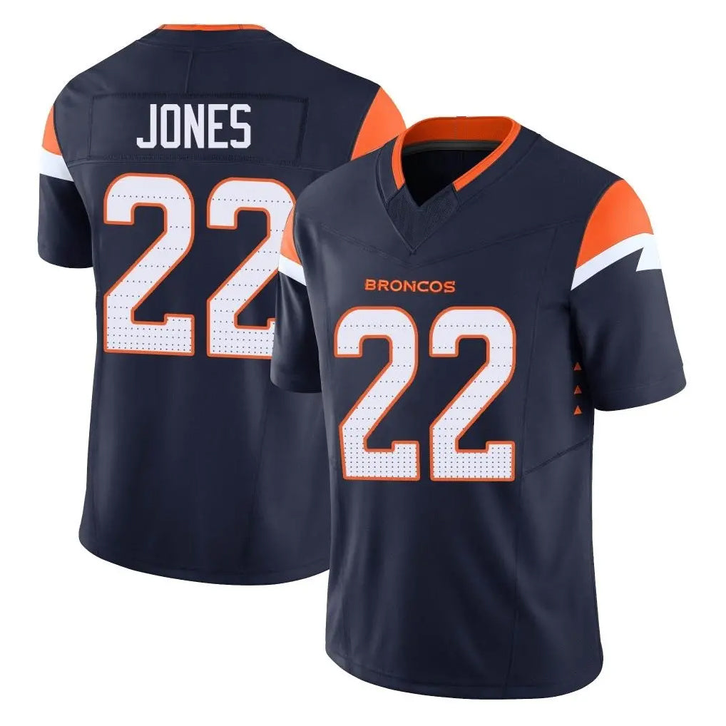 Johmsee D.Broncos #22 Brandon Jones Player Navy Limited Vapor F.U.S.E. Home Game Stitched Jerseys
