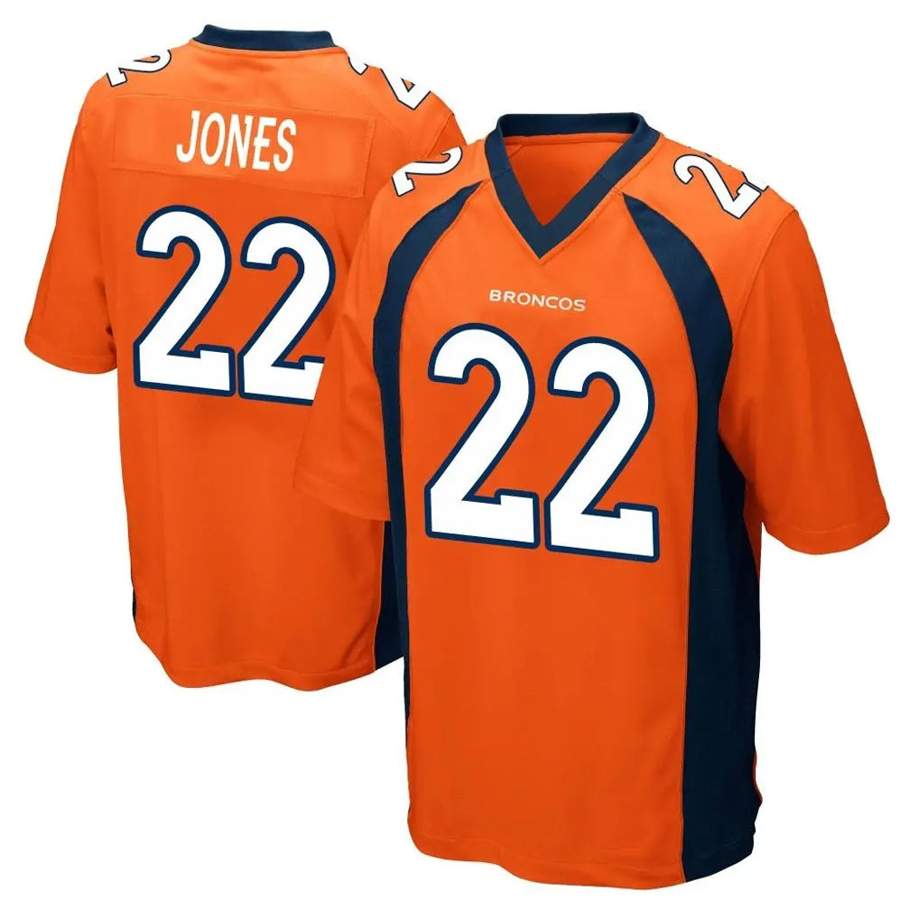 Johmsee D.Broncos #22 Brandon Jones Player Orange Color Home Game Stitched Jerseys