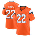 Johmsee D.Broncos #22 Brandon Jones Player Orange Home Game Stitched Jerseys