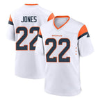 Johmsee D.Broncos #22 Brandon Jones Player White Home Game Stitched Jerseys