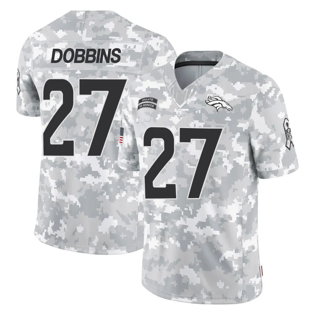 Johmsee D.Broncos #27 J.K. Dobbins Player Arctic Camo Salute To Service Limited Stitched Jerseys