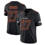 Johmsee D.Broncos #27 J.K. Dobbins Player Black Impact Limited Game Stitched Jerseys