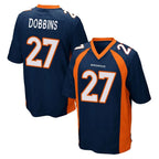 Johmsee D.Broncos #27 J.K. Dobbins Player Navy Game Stitched Jerseys