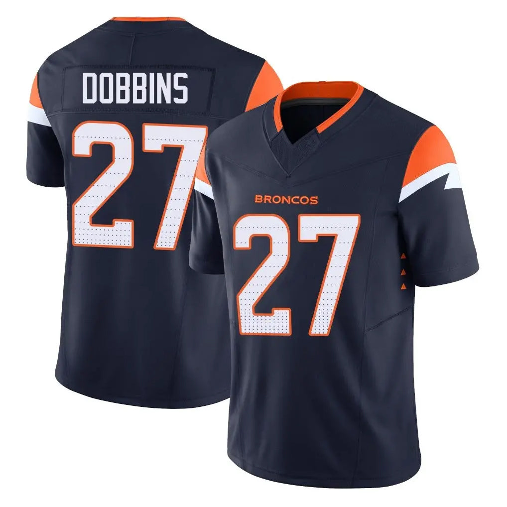 Johmsee D.Broncos #27 J.K. Dobbins Player Navy Limited Vapor F.U.S.E. Home Game Stitched Jerseys