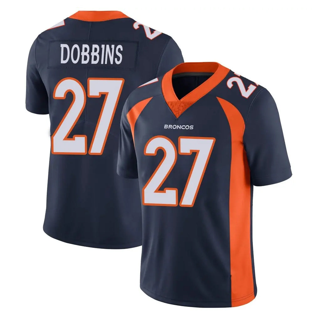 Johmsee D.Broncos #27 J.K. Dobbins Player Navy Vapor Untouchable Limited Game Stitched Jerseys