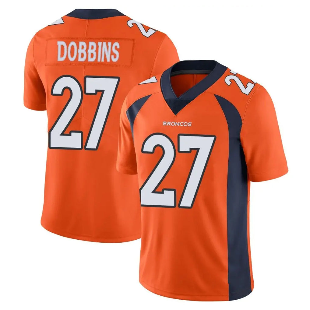 Johmsee D.Broncos #27 J.K. Dobbins Player Orange Color Vapor Untouchable Limited Game Stitched Jerseys
