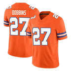 Johmsee D.Broncos #27 J.K. Dobbins Player Orange Limited Alternate Vapor F.U.S.E. Throwback Game Stitched Jerseys