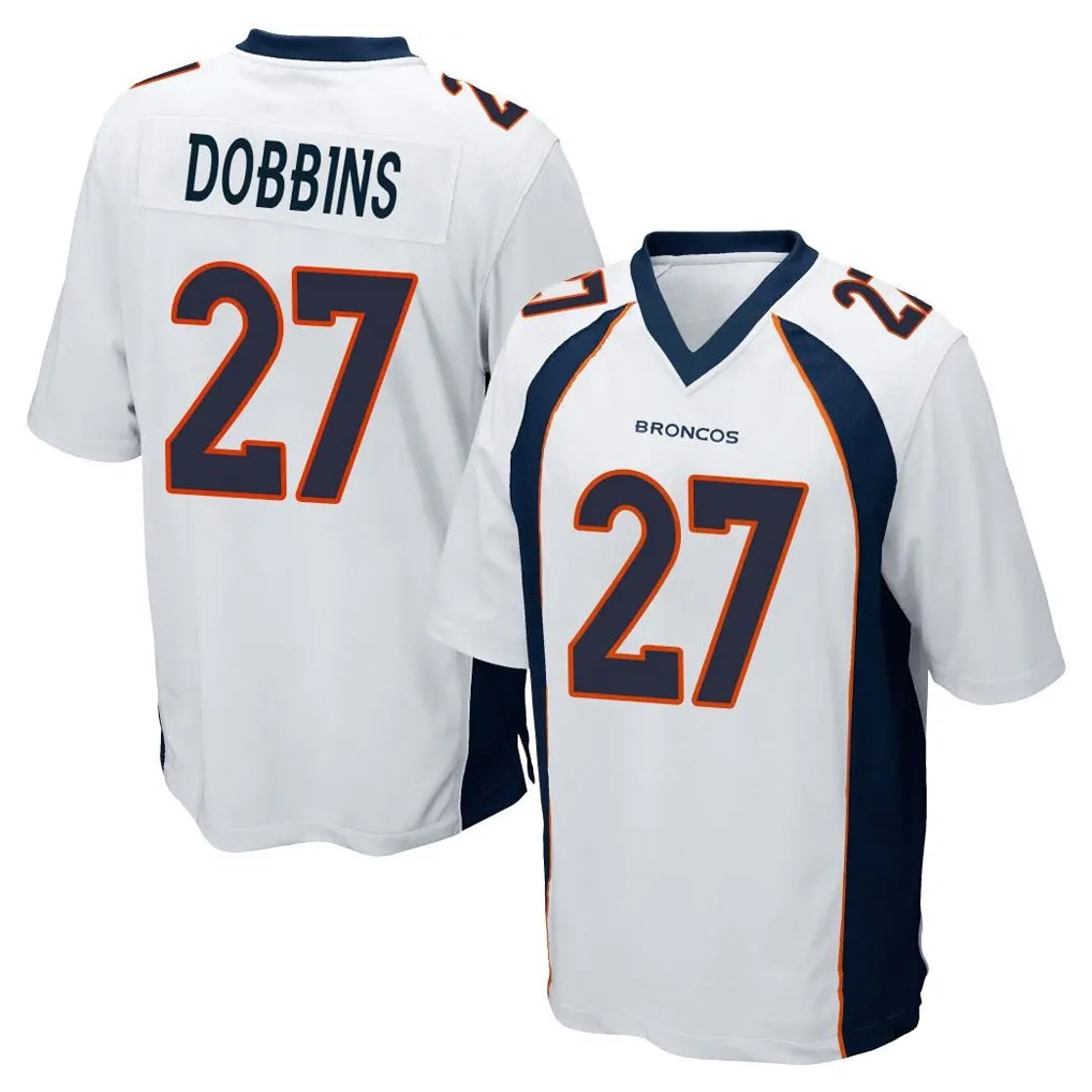 Johmsee D.Broncos #27 J.K. Dobbins Player White Game Stitched Jerseys