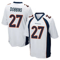 Johmsee D.Broncos #27 J.K. Dobbins Player White Game Stitched Jerseys