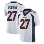 Johmsee D.Broncos #27 J.K. Dobbins Player White Vapor Untouchable Limited Home Game Stitched Jerseys