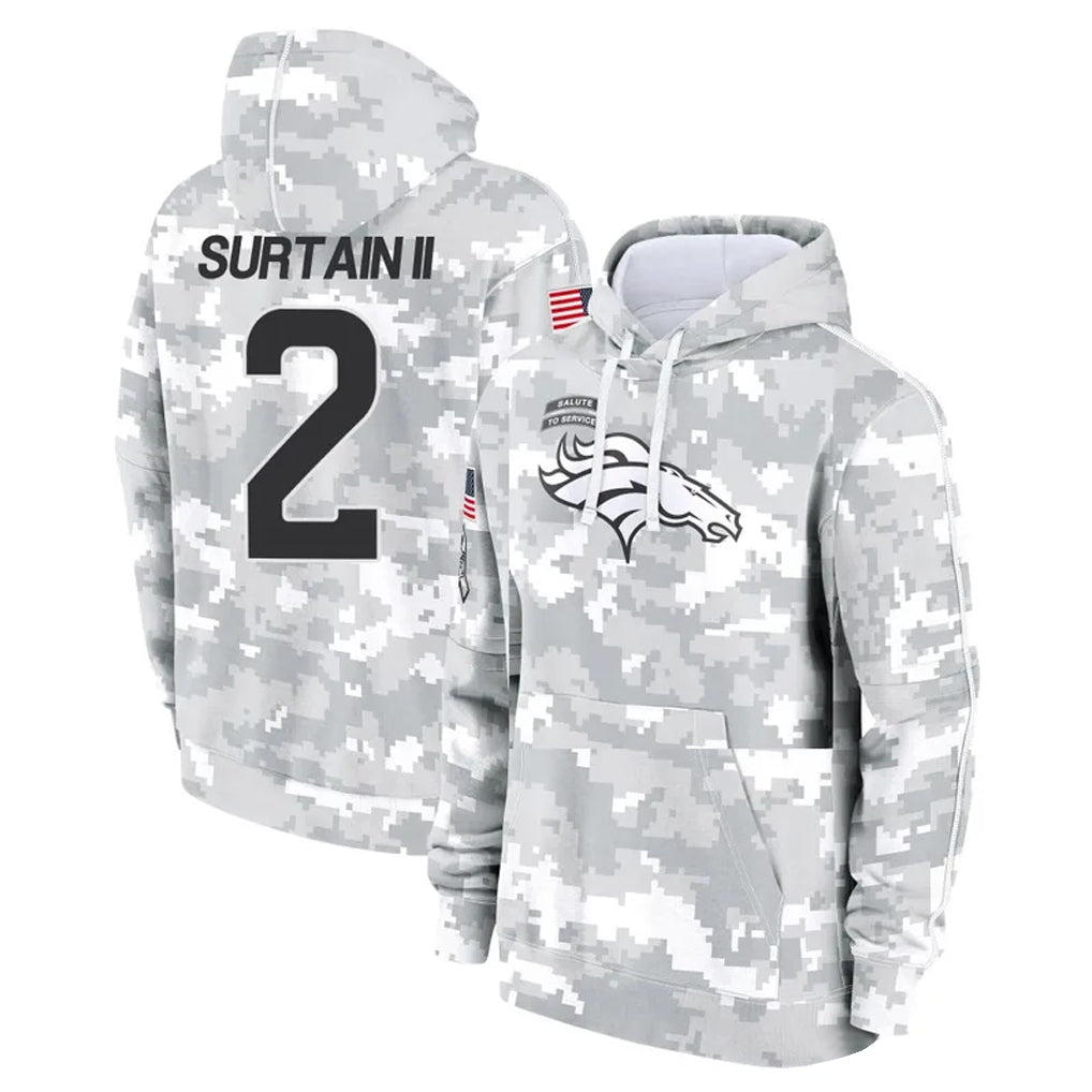 Johmsee D.Broncos #2 Pat Surtain II Player Arctic Camo Salute to Service Hoodies Limited Game Stitched Jerseys