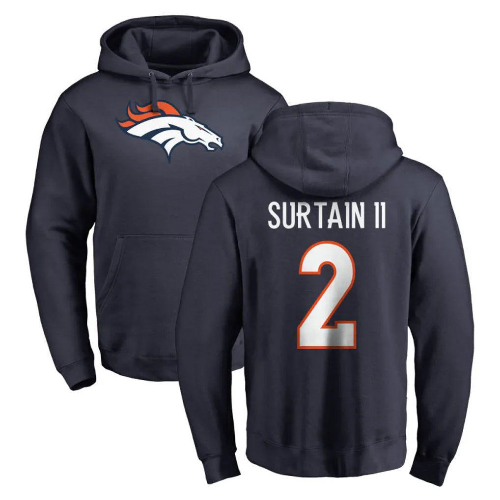 Johmsee D.Broncos #2 Pat Surtain II Player Navy Pullover Hoodie Limited Stitched Jerseys