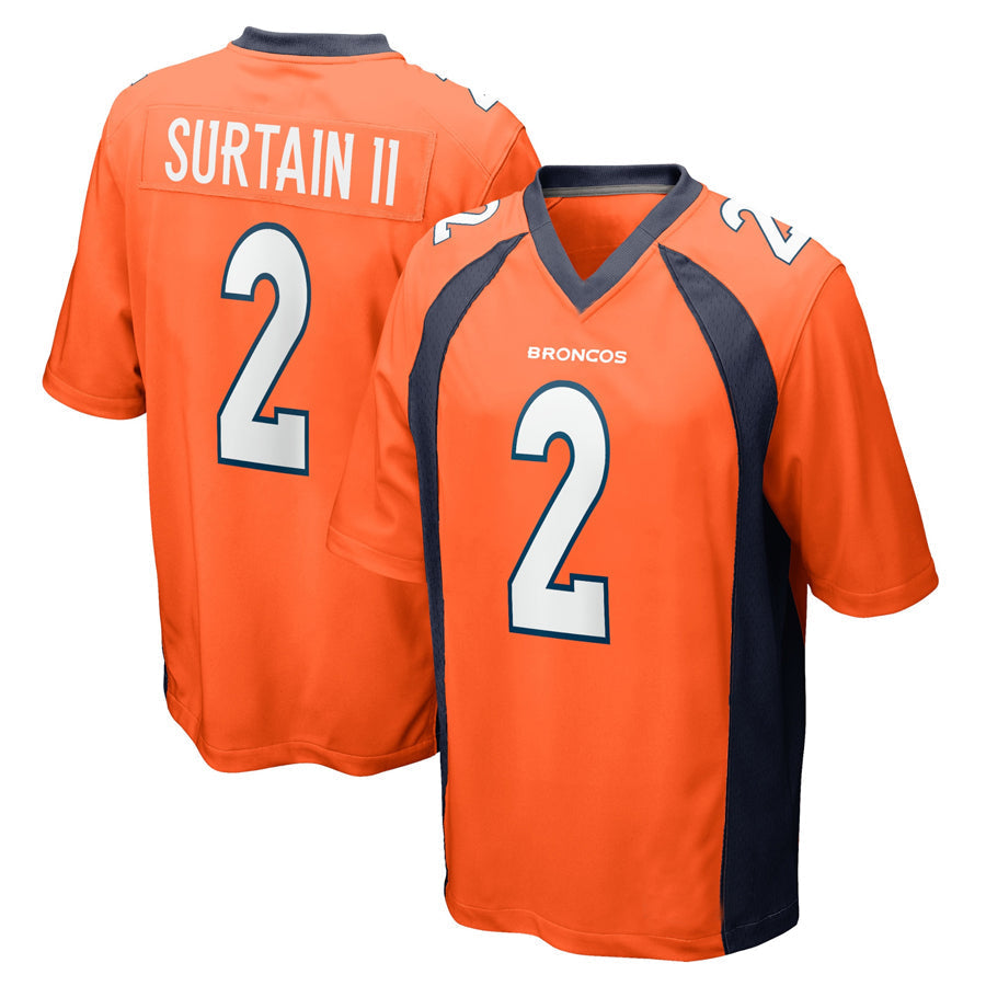Johmsee D.Broncos #2 Patrick Surtain II Player Orange Home Game Football Stitched Jerseys