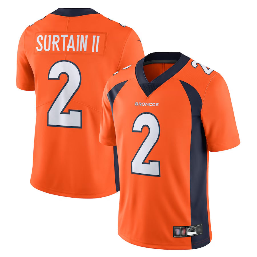 Johmsee D.Broncos #2 Patrick Surtain II Player Orange Vapor Untouchable Limited Stitched Jerseys