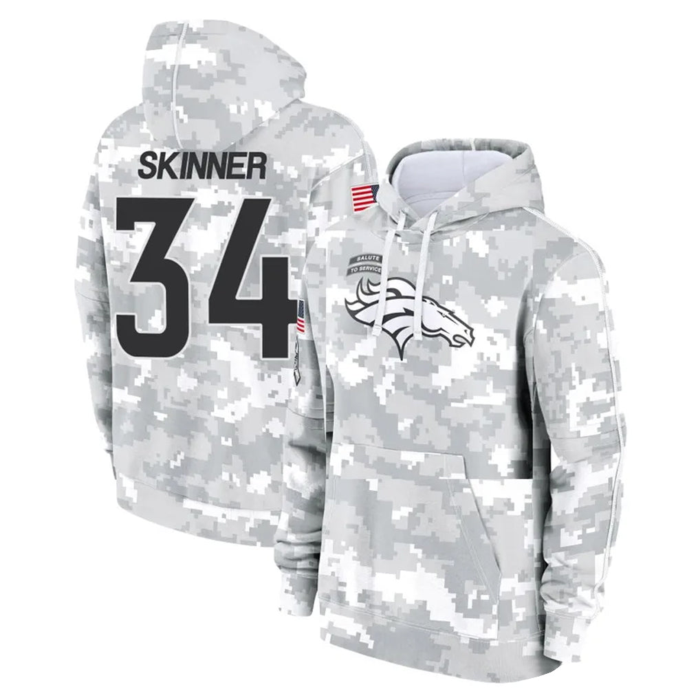 Johmsee D.Broncos #34 JL Skinner Player Arctic Camo Salute to Service Hoodies Limited Game Stitched Jerseys