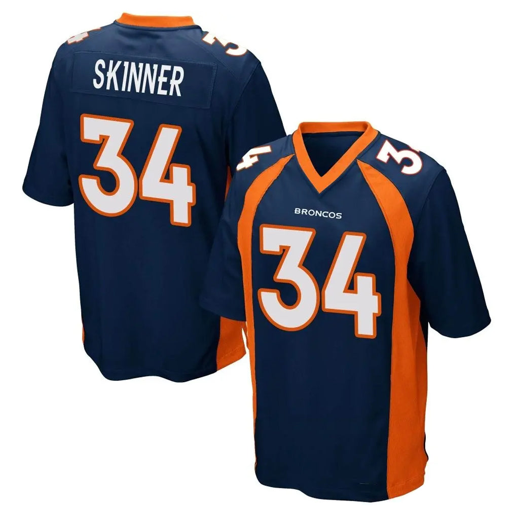 Johmsee D.Broncos #34 JL Skinner Player Navy Game Stitched Jerseys