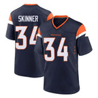 Johmsee D.Broncos #34 JL Skinner Player Navy Home Game Stitched Jerseys