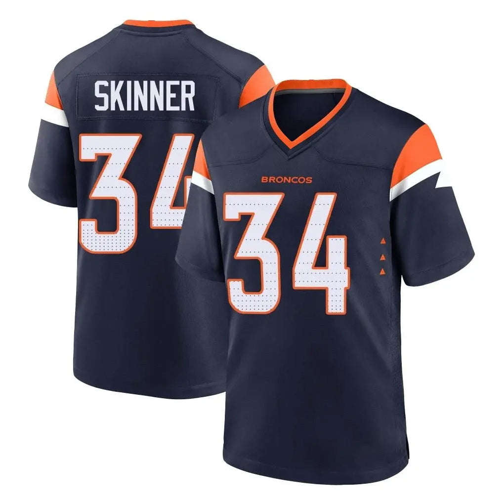 Johmsee D.Broncos #34 JL Skinner Player Navy Home Game Stitched Jerseys