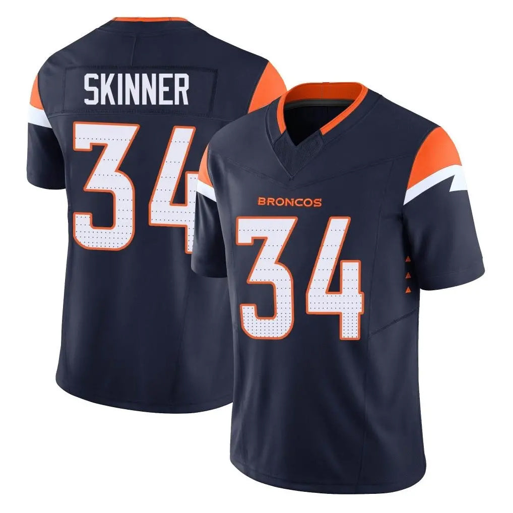 Johmsee D.Broncos #34 JL Skinner Player Navy Limited Vapor F.U.S.E. Home Game Stitched Jerseys
