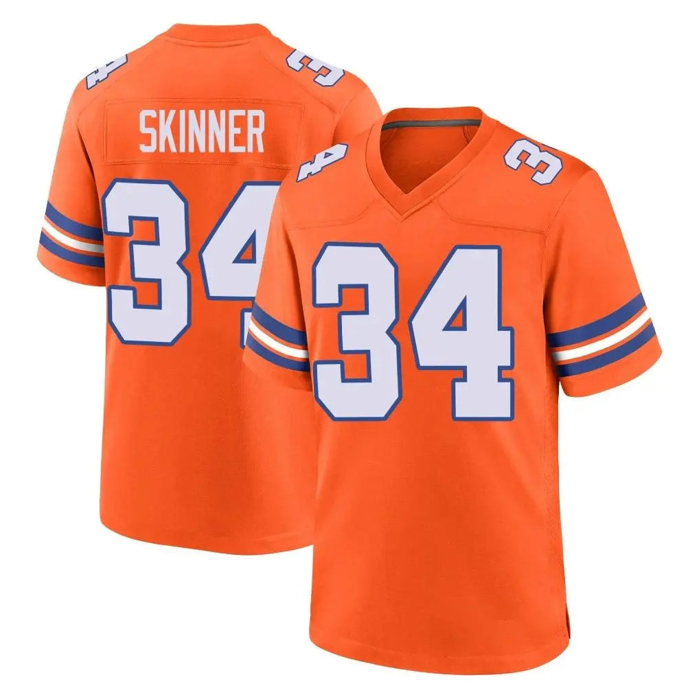 Johmsee D.Broncos #34 JL Skinner Player Orange Alternate Collection Throwback Game Stitched Jerseys