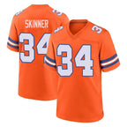 Johmsee D.Broncos #34 JL Skinner Player Orange Alternate Collection Throwback Game Stitched Jerseys