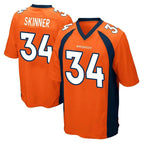 Johmsee D.Broncos #34 JL Skinner Player Orange Color Home Game Stitched Jerseys