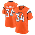 Johmsee D.Broncos #34 JL Skinner Player Orange Home Game Stitched Jerseys