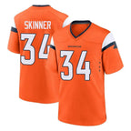 Johmsee D.Broncos #34 JL Skinner Player Orange Home Game Stitched Jerseys