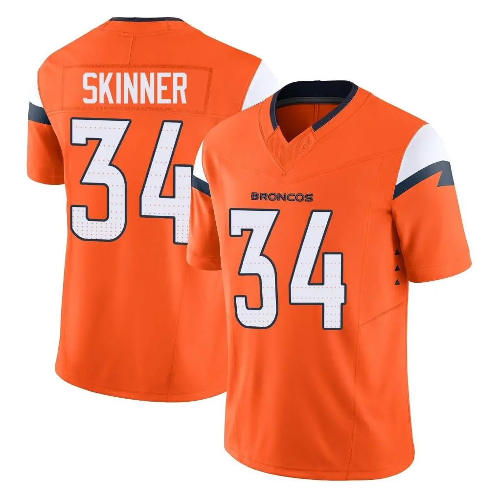Johmsee D.Broncos #34 JL Skinner Player Orange Vapor F.U.S.E. Limited Home Game Stitched Jerseys