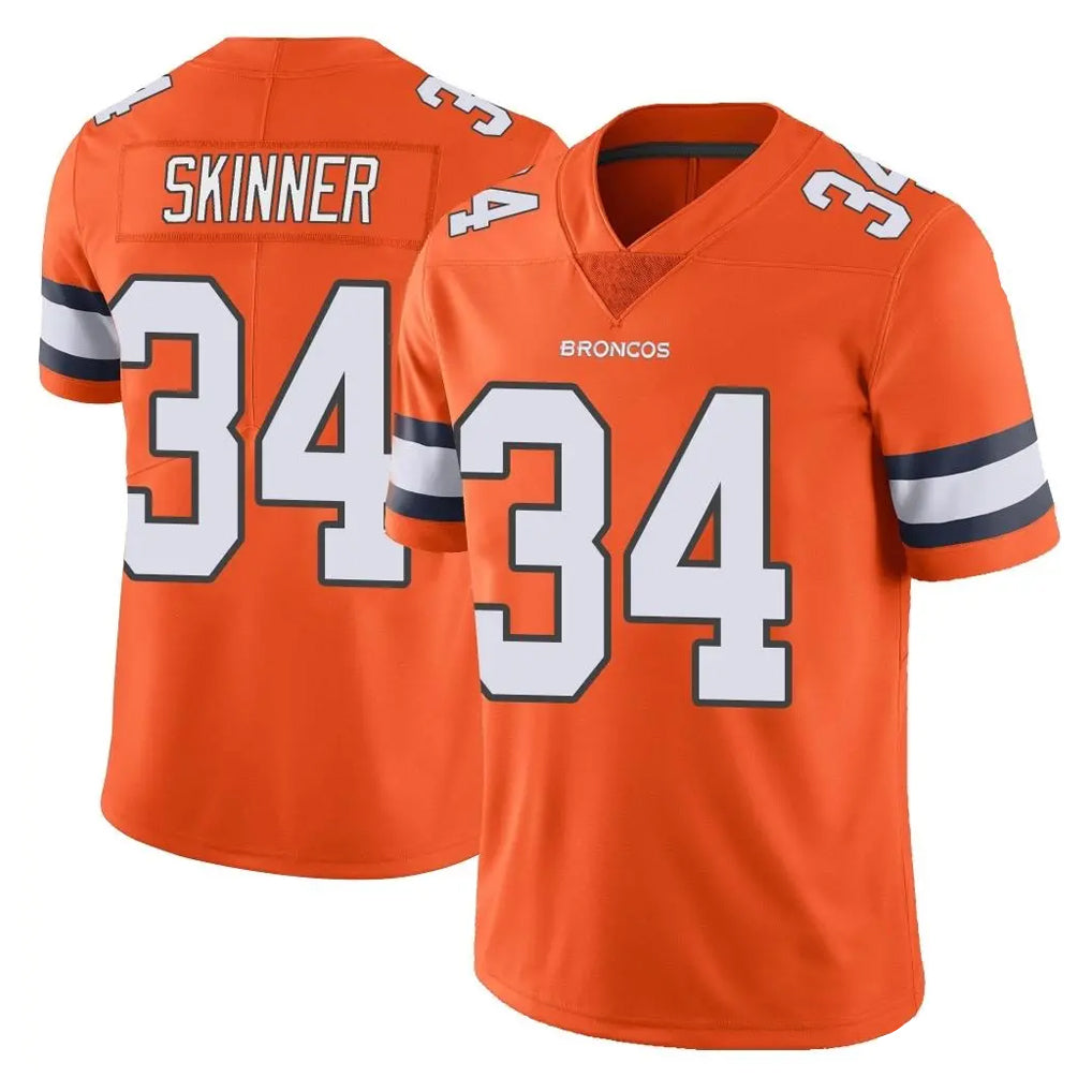 Johmsee D.Broncos #34 JL Skinner Player Orange Vapor Untouchable Limited Home Game Stitched Jerseys
