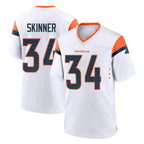 Johmsee D.Broncos #34 JL Skinner Player White Home Game Stitched Jerseys