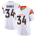 Johmsee D.Broncos #34 JL Skinner Player White Limited Vapor F.U.S.E. Home Game Stitched Jerseys