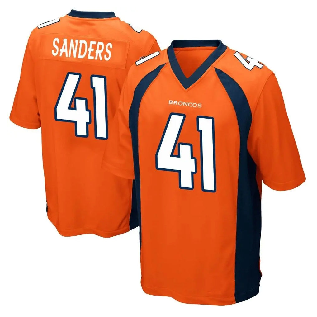 Johmsee D.Broncos #41 Drew Sanders Player Orange Color Home Game Stitched Jerseys