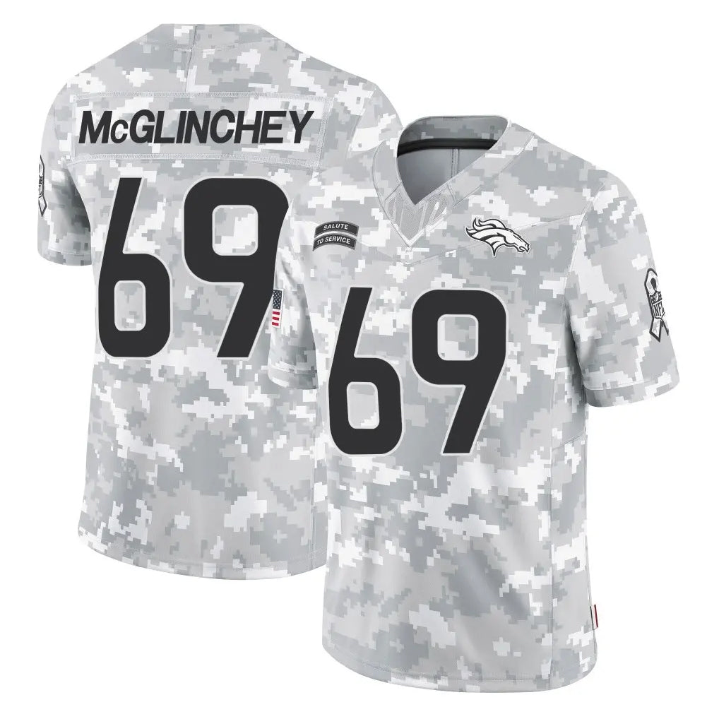 Johmsee D.Broncos #69 Mike McGlinchey Player Arctic Camo Salute To Service Limited Stitched Jerseys
