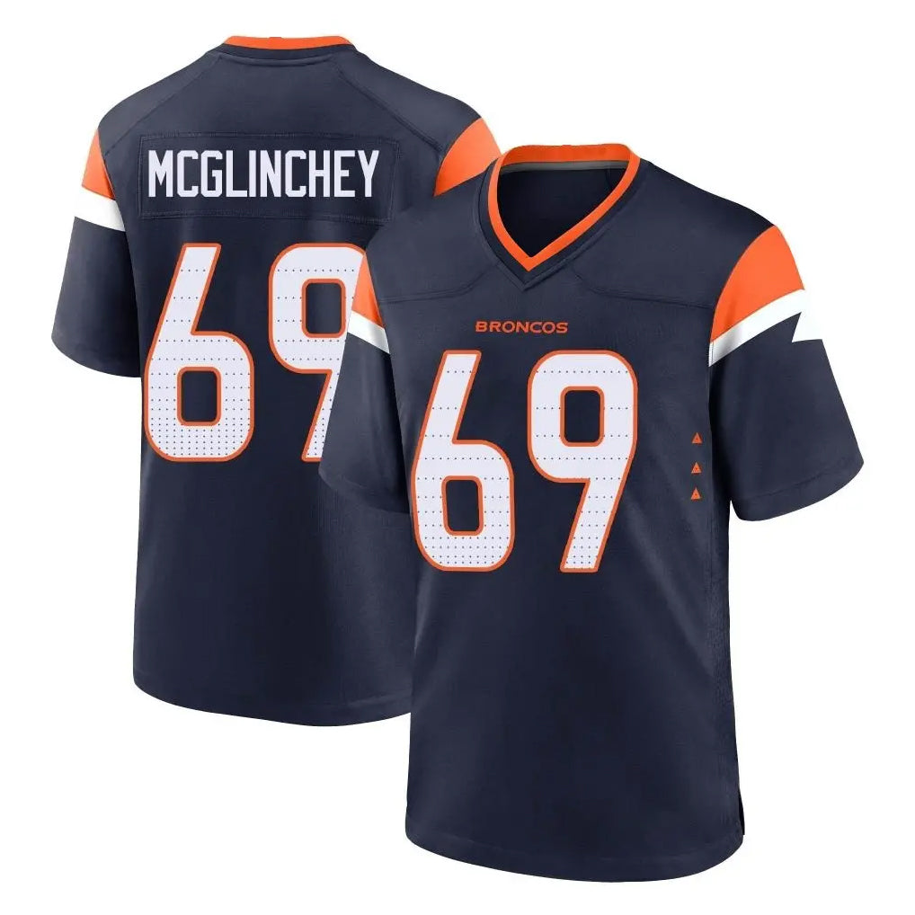 Johmsee D.Broncos #69 Mike McGlinchey Player Navy Home Game Stitched Jerseys