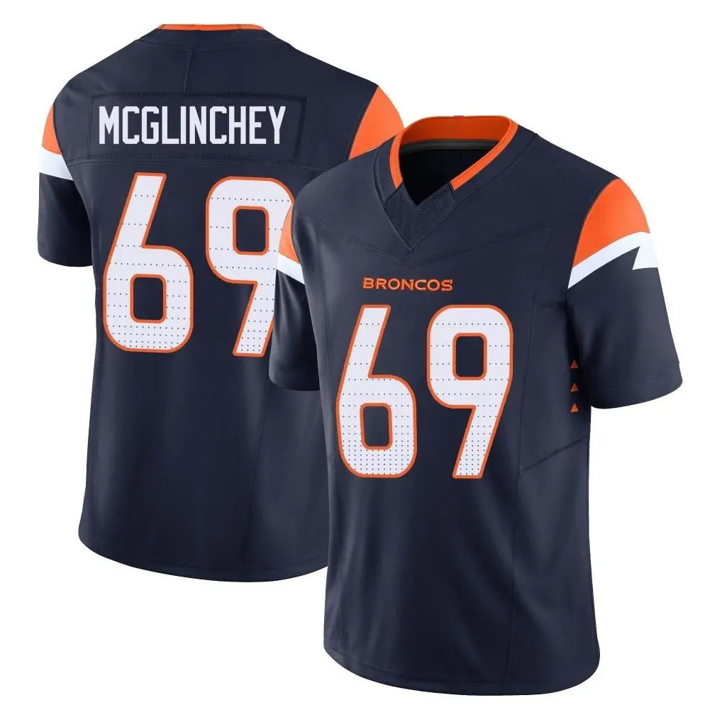 Johmsee D.Broncos #69 Mike McGlinchey Player Navy Limited Vapor F.U.S.E. Home Game Stitched Jerseys