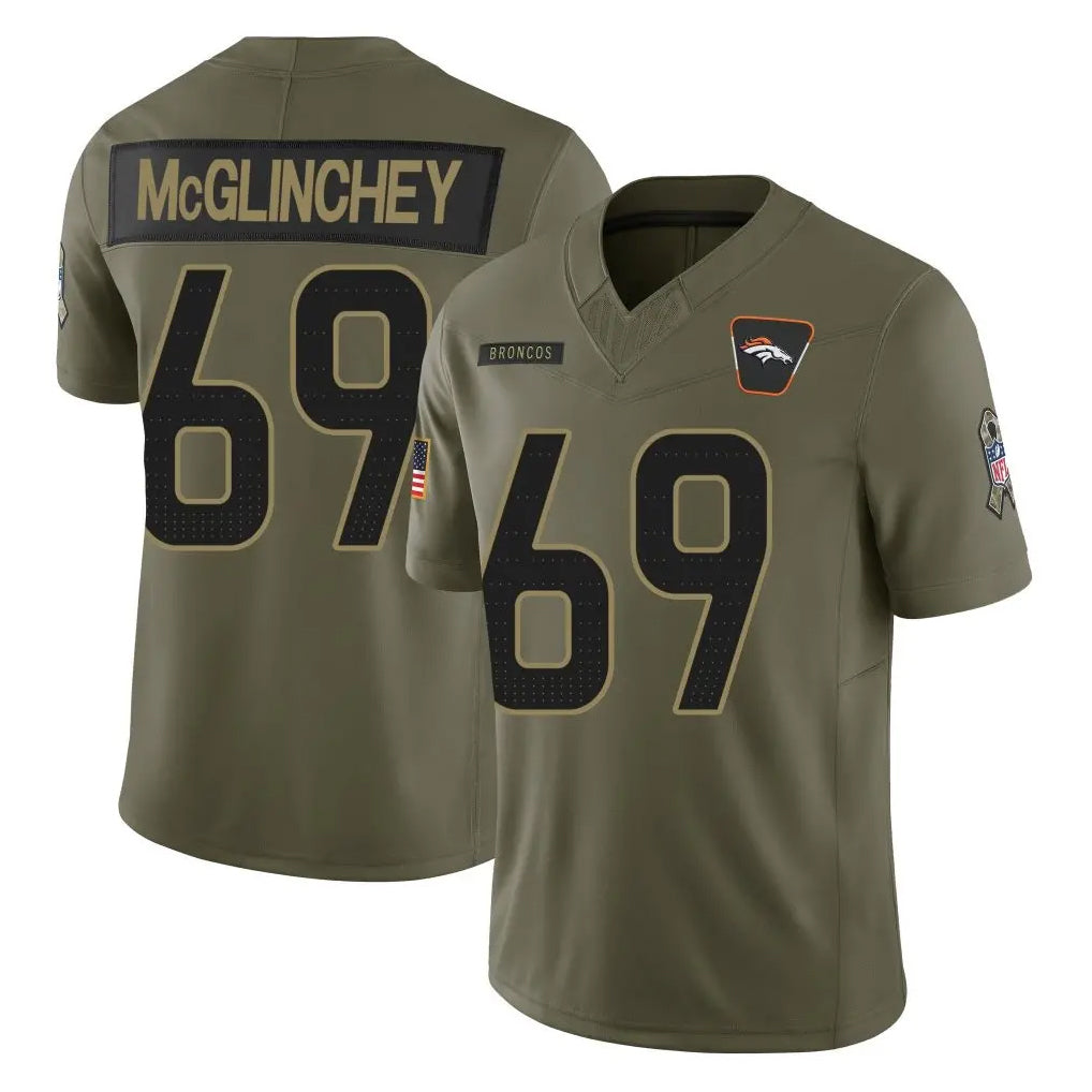 Johmsee D.Broncos #69 Mike McGlinchey Player Olive 2025 Salute To Service Limited Home Game Stitched Jerseys