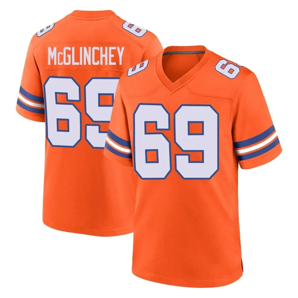 Johmsee D.Broncos #69 Mike McGlinchey Player Orange Alternate Collection Throwback Game Stitched Jerseys