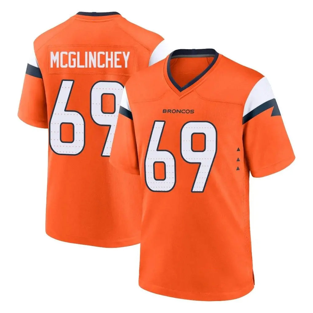 Johmsee D.Broncos #69 Mike McGlinchey Player Orange Home Game Stitched Jerseys