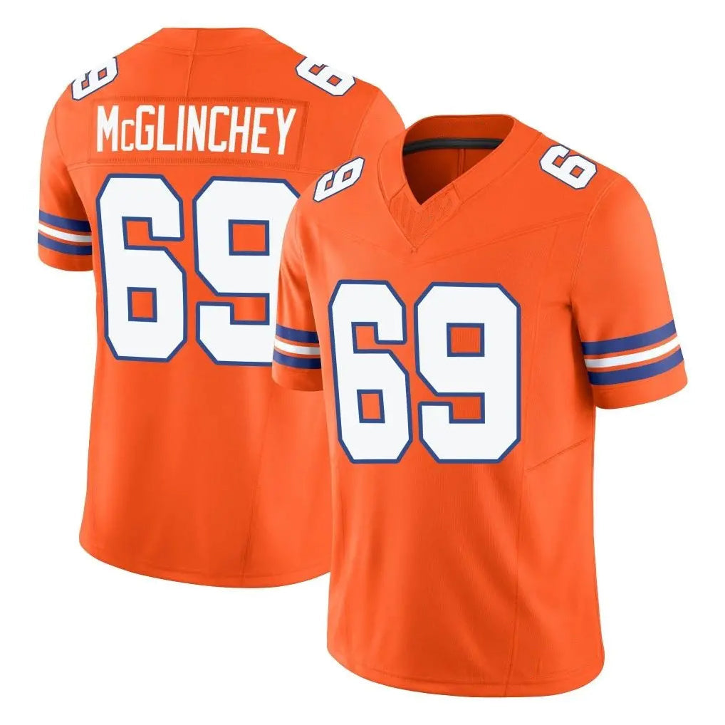 Johmsee D.Broncos #69 Mike McGlinchey Player Orange Limited Alternate Vapor F.U.S.E. Throwback Game Stitched Jerseys