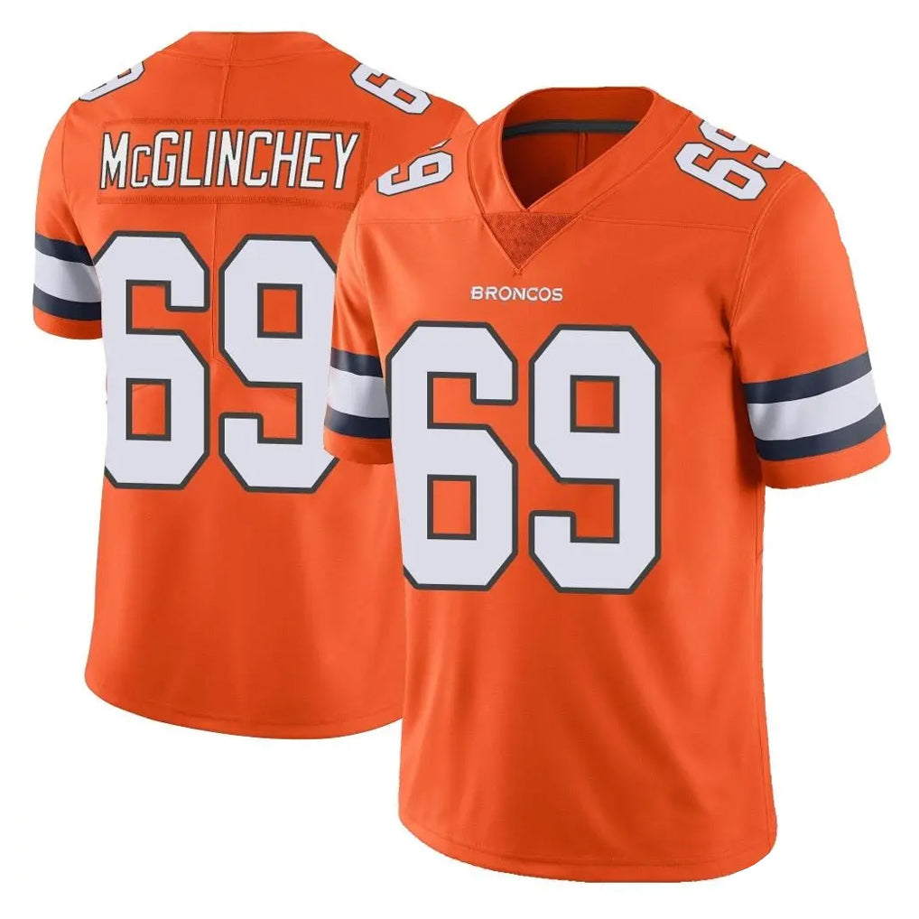 Johmsee D.Broncos #69 Mike McGlinchey Player Orange Vapor Untouchable Limited Home Game Stitched Jerseys