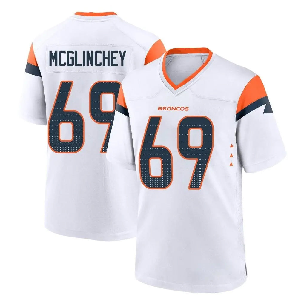 Johmsee D.Broncos #69 Mike McGlinchey Player White Home Game Stitched Jerseys