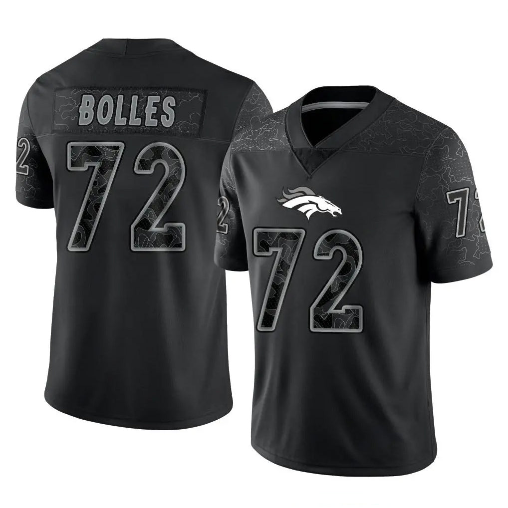 Johmsee D.Broncos #72 Garett Bolles Player Black Reflective Limited Stitched Jerseys