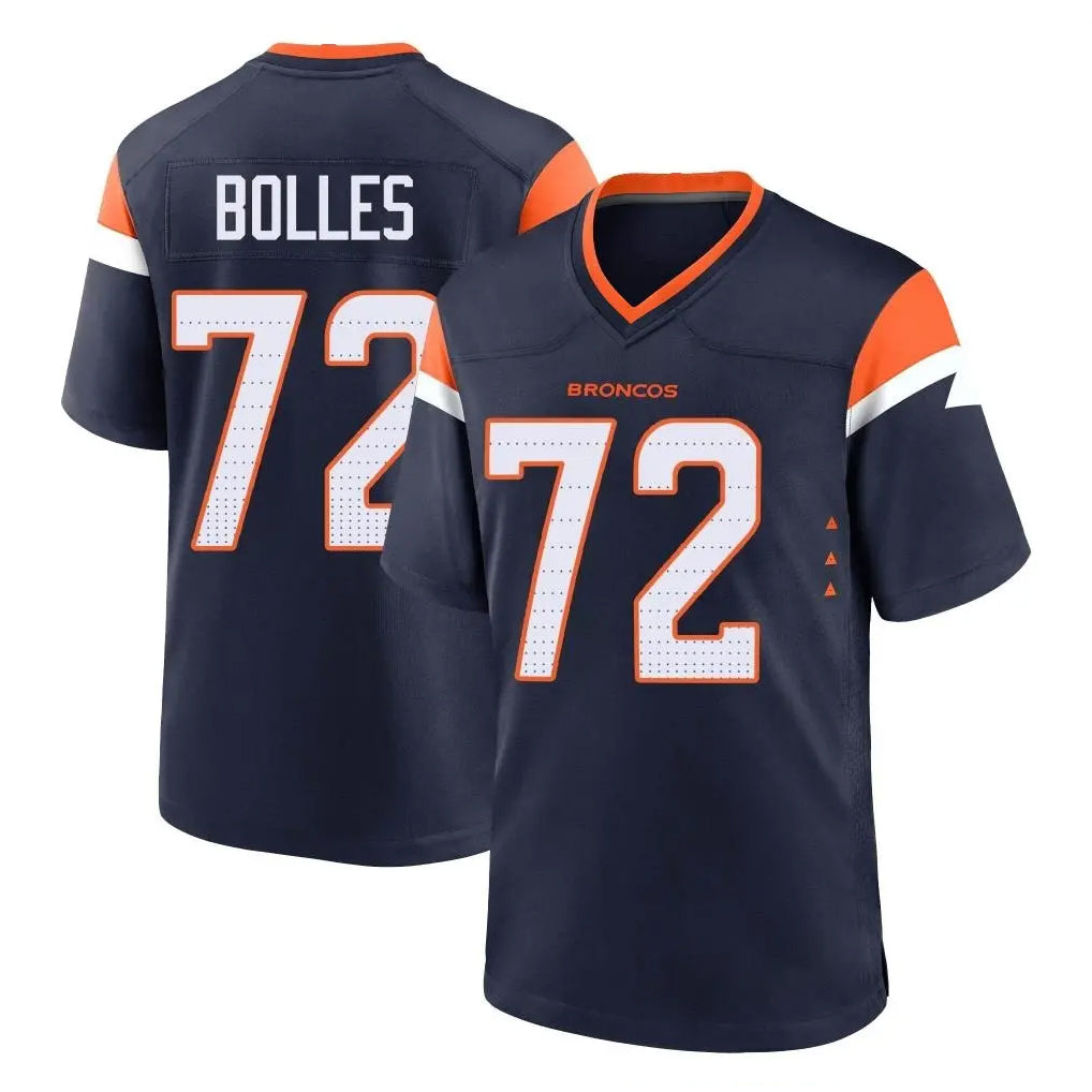 Johmsee D.Broncos #72 Garett Bolles Player Navy Home Game Stitched Jerseys
