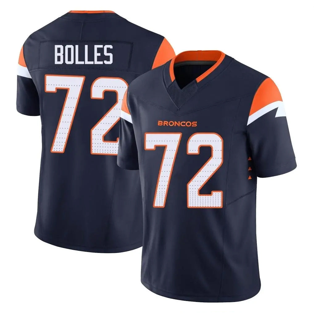 Johmsee D.Broncos #72 Garett Bolles Player Navy Limited Vapor F.U.S.E. Home Game Stitched Jerseys