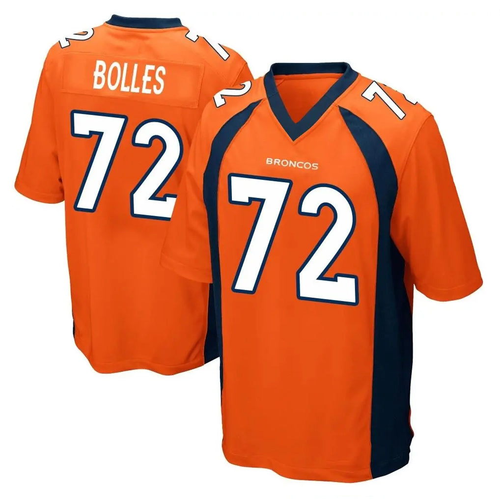 Johmsee D.Broncos #72 Garett Bolles Player Orange Color Home Game Stitched Jerseys